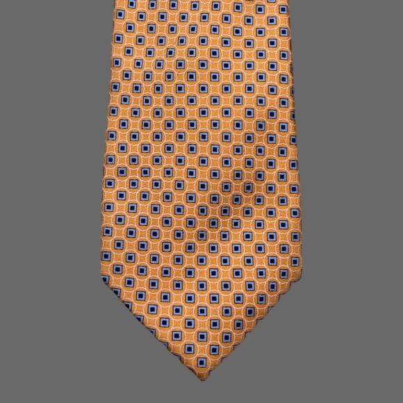 Tommy Hilfiger Polka Dot Mens Necktie Orange/Blue 100% Silk EUC - Picture 1 of 5